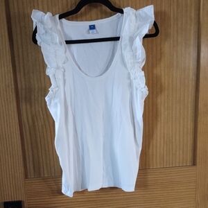 Old Navy White Ruffle Tank Top